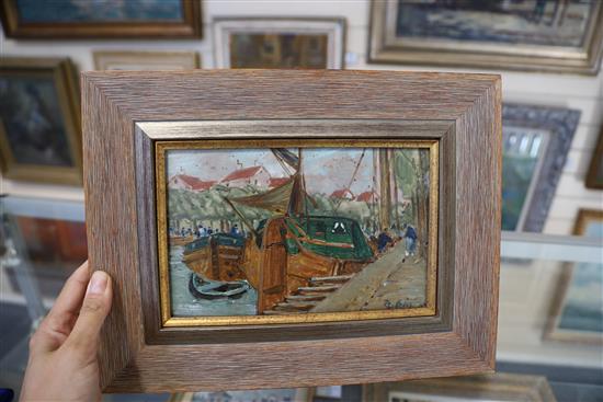 James Guthrie (1874-1952) Scottish harbour scenes 14 x 22cm
